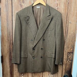 Brown Houndstooth Double-Breasted Blazer by Brioni